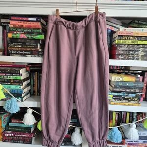 A New Day Stylish Mauve Baggy Fleece Jogger Pants Comfy Lounge Workout Casual